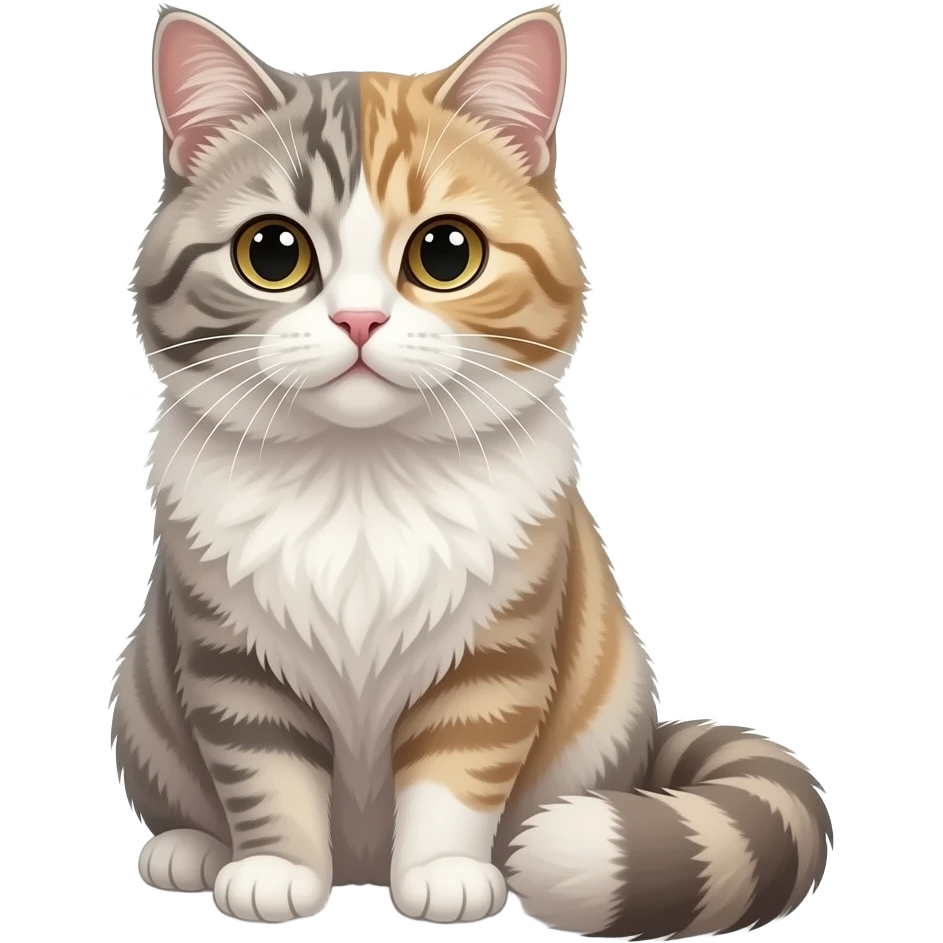 Fuzzy Scottish-Fold-Skookum-Kinkalow-Munchkin-Cat-hybrid emoji