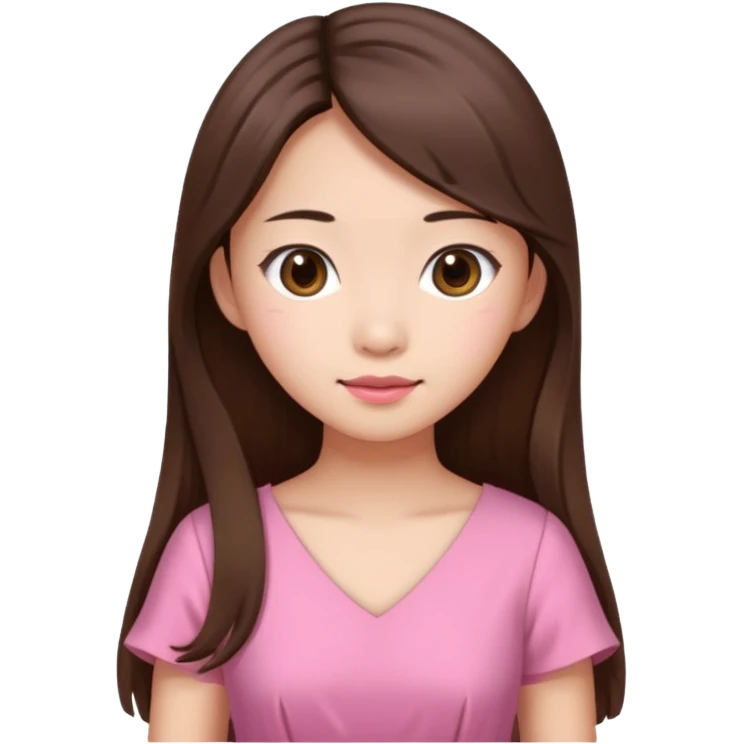 asian girl with long brown hair and fair skin wearing pink dress emoji