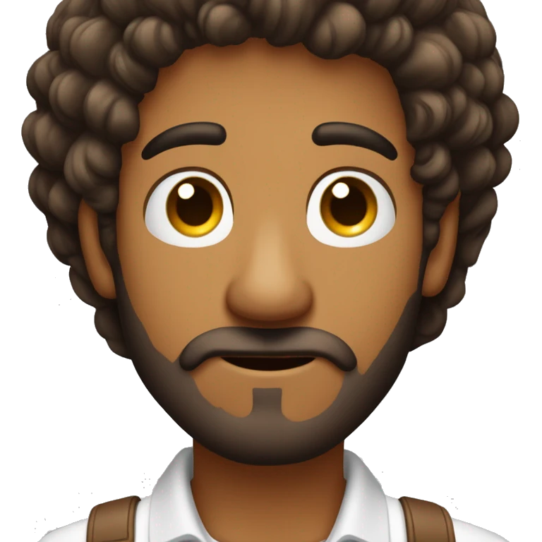 um homem branco de cabelo marrom  olhos marrom sorrindo com barba cablo curto um pouco gordo acenando  emoji