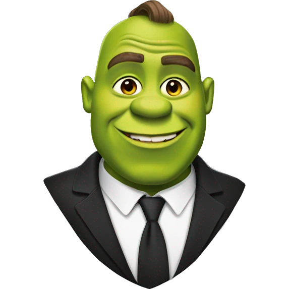Shrek wearing a black suit emoji