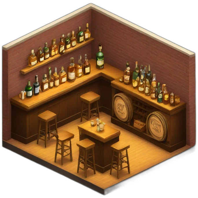 Whiskey bar isometric emoji