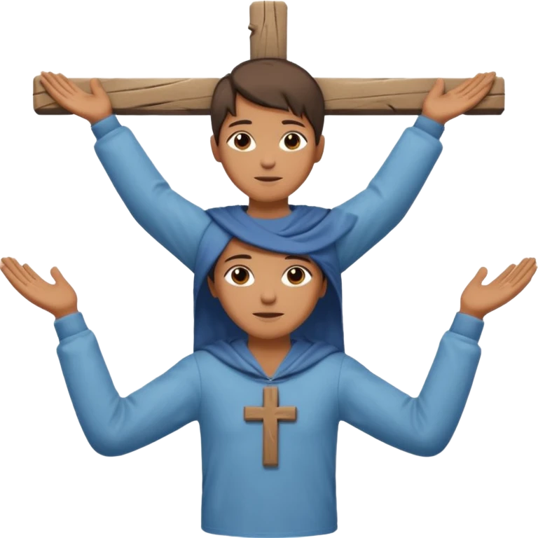 Una persona con los vrazos estirados hacia ambos lados vestido y en forma de cruz emoji