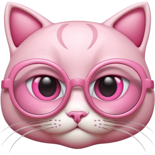 A 3D cartoon rose-pink eye spectacle, glossy curved frame, soft reflections, isolated on plain background, Memoji-style. Negative : Cat. emoji