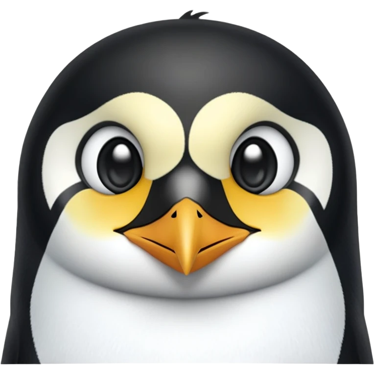 cinematic-adult-emperor-penguin-portrait-emoji,-head-tilted-playfully-and-inquisitively,-with-glossy,-pristine-plumage,-sparkling-eyes-filled-with-curiosity,-simplified-yet-irresistibly-adorable-features, black face emoji