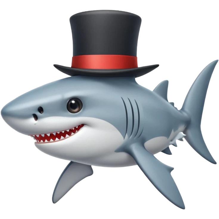 Shark with a top hat emoji