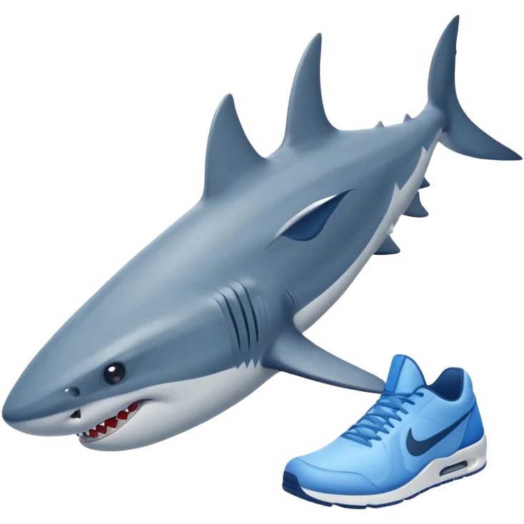 Requin avec des chaussures nike bleue  emoji