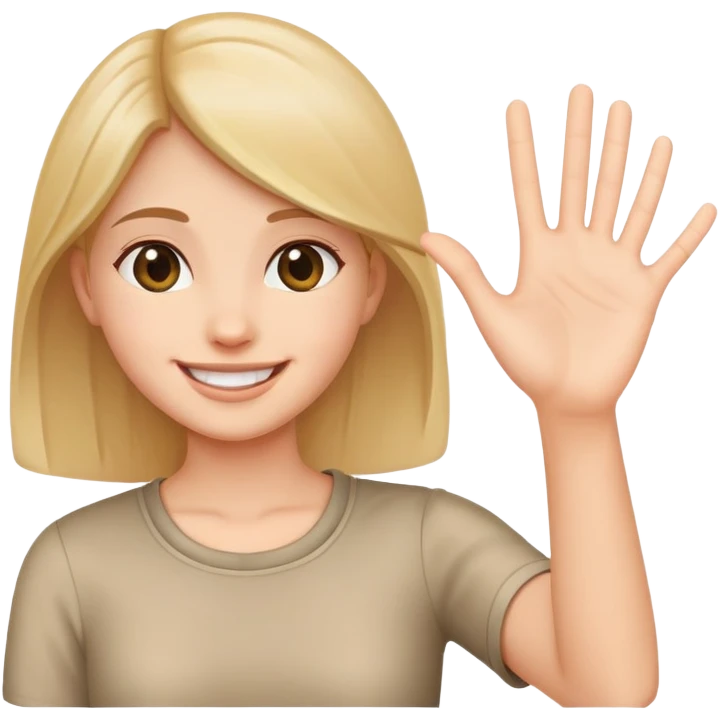 smiling girl palm raised to signal stop emoji