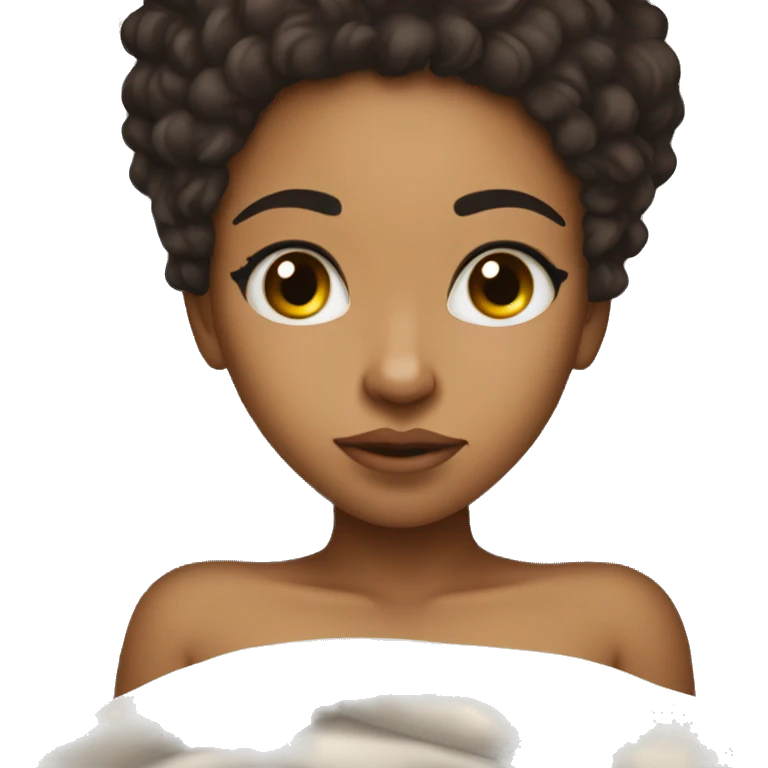 A lightskin girl waking up emoji