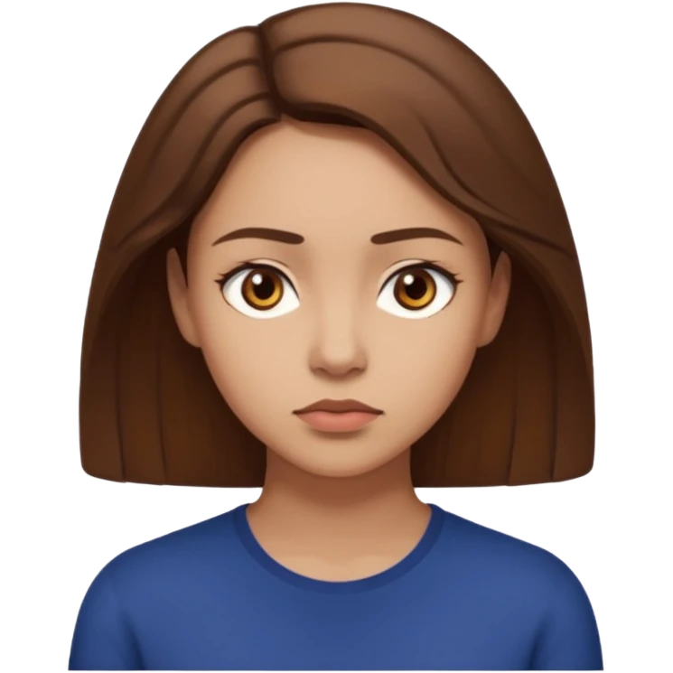 문제에 대해서 심각하게 고민하고 있는 여자. 상반신까지만 만들어줘. 배경은 투명하게 emoji