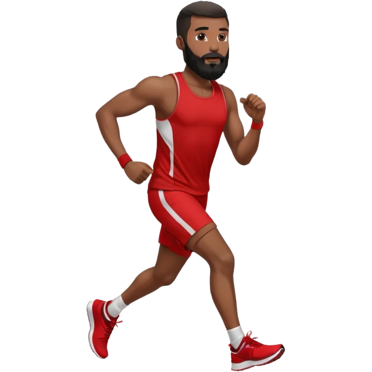 blackman with full beard running exercise sport red clothes emoji