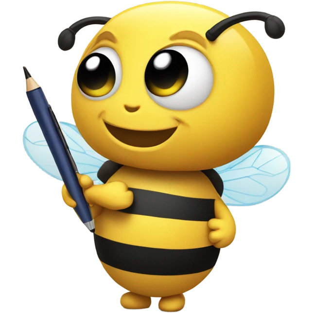 very cute busy bee with pen emoji