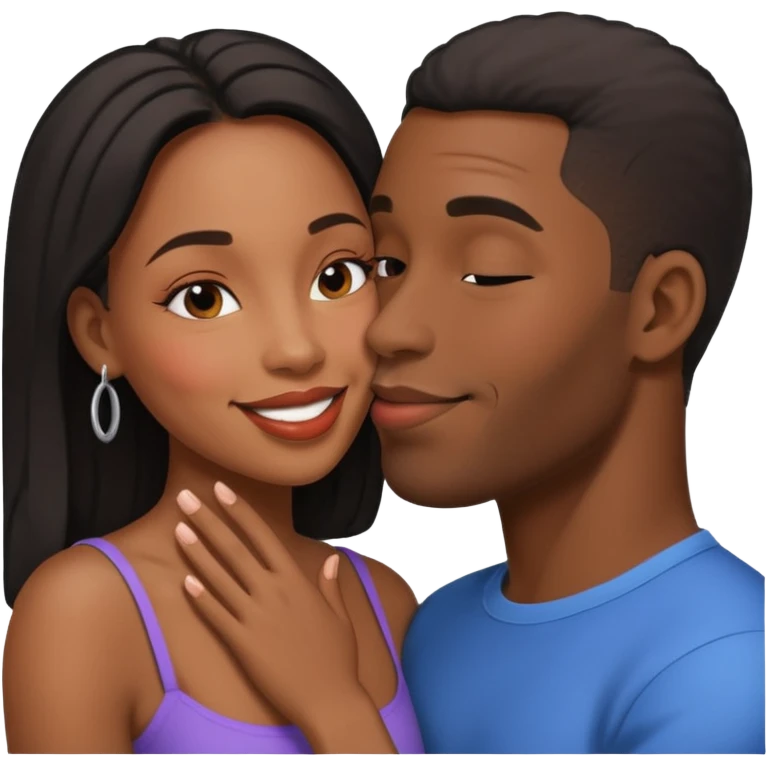 black boyfriend kissing black girl emoji