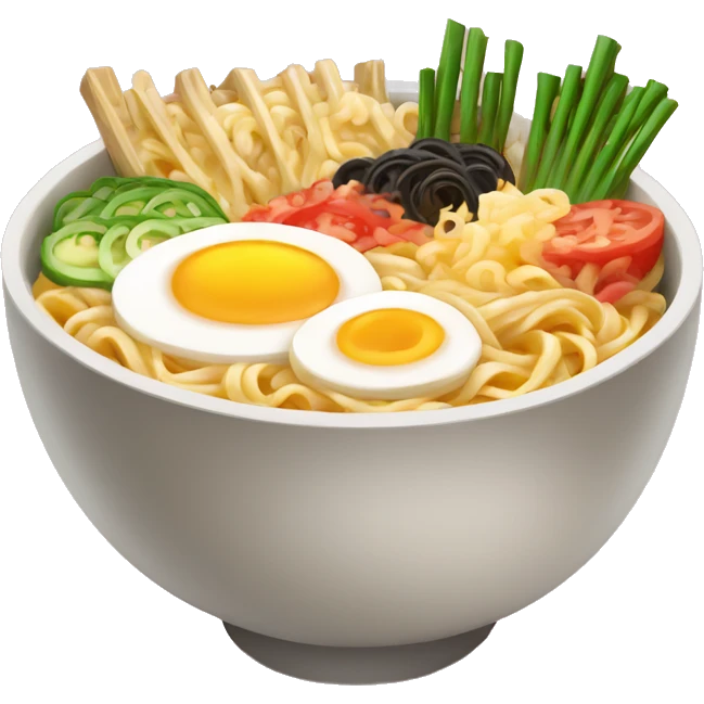 big ramen bowl with 10 toppings emoji