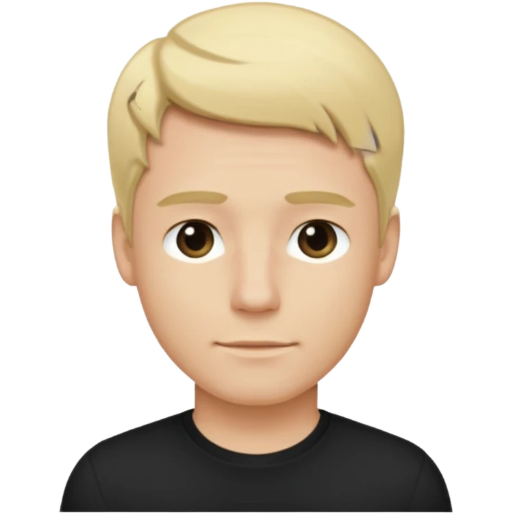 Create a standing man with blond hair and a black shirt, in iOS 18 style.” emoji