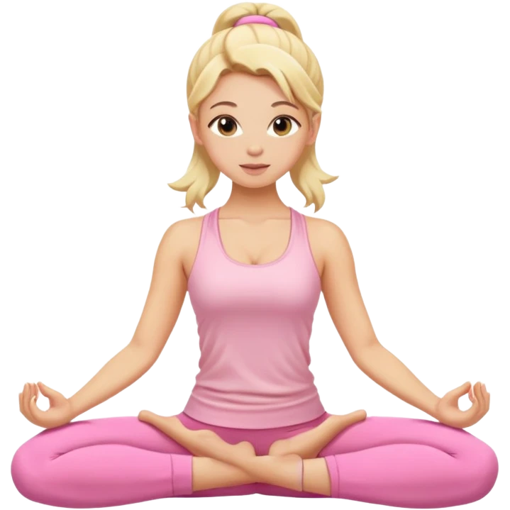 blonde yoga girl light pink clothes n emoji