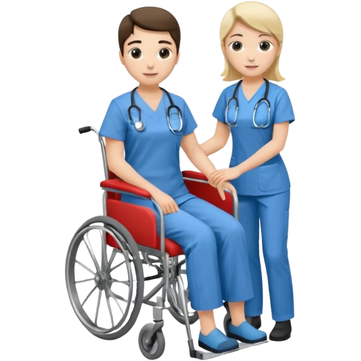 a nurse is taking care of a patient in wheelchair emoji