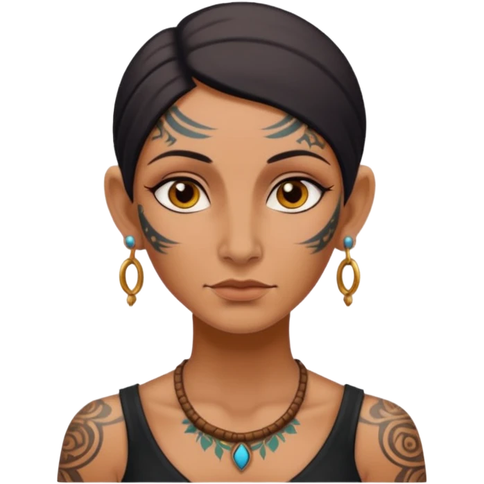 ancient woman with tatooed and blank ear emoji