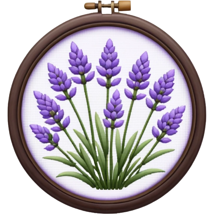 Pixelated Lavender inside a round pastel purple Cross stitch frame  emoji