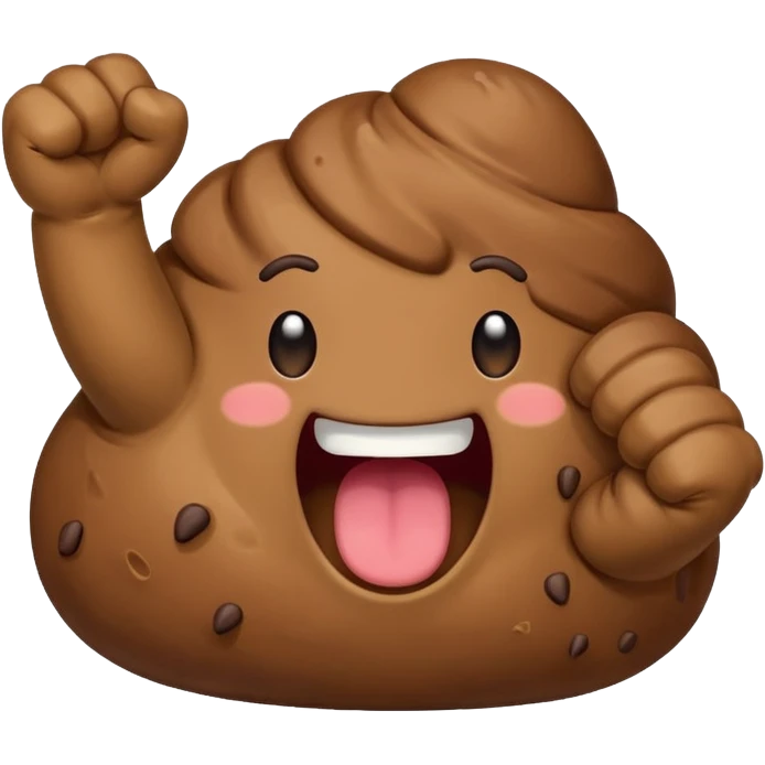 Laughing sobbing poop with fist over its mouth emoji