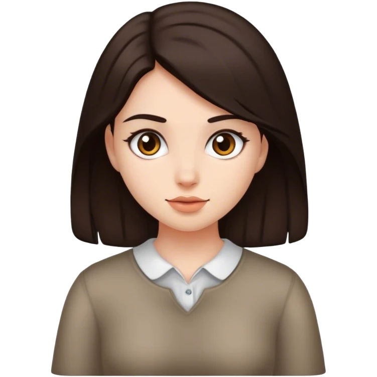 Girl hair dark brown emoji