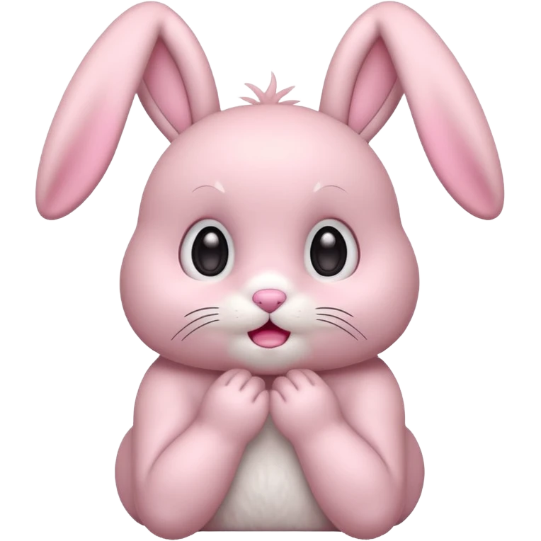Pastel pink bunny, kawaii fluffy ears and body pretending to be shocked  emoji