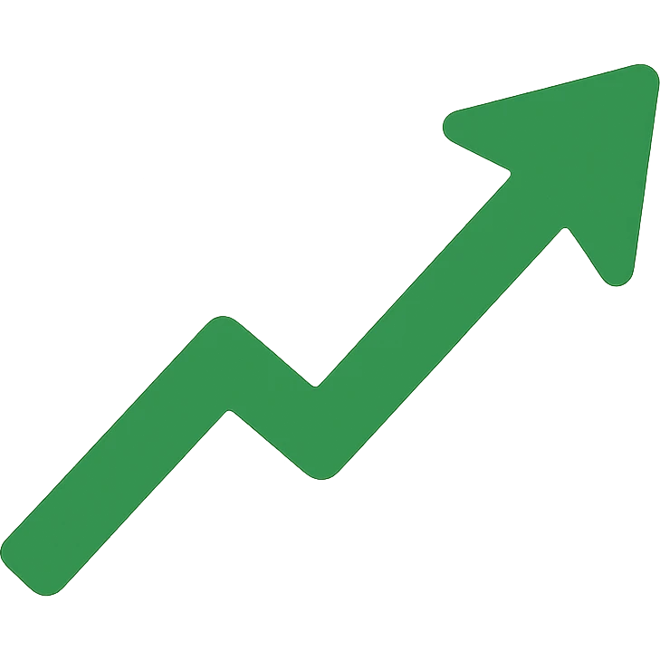 growth arrow, flat minimal style, bold green, simple upward arrow emoji