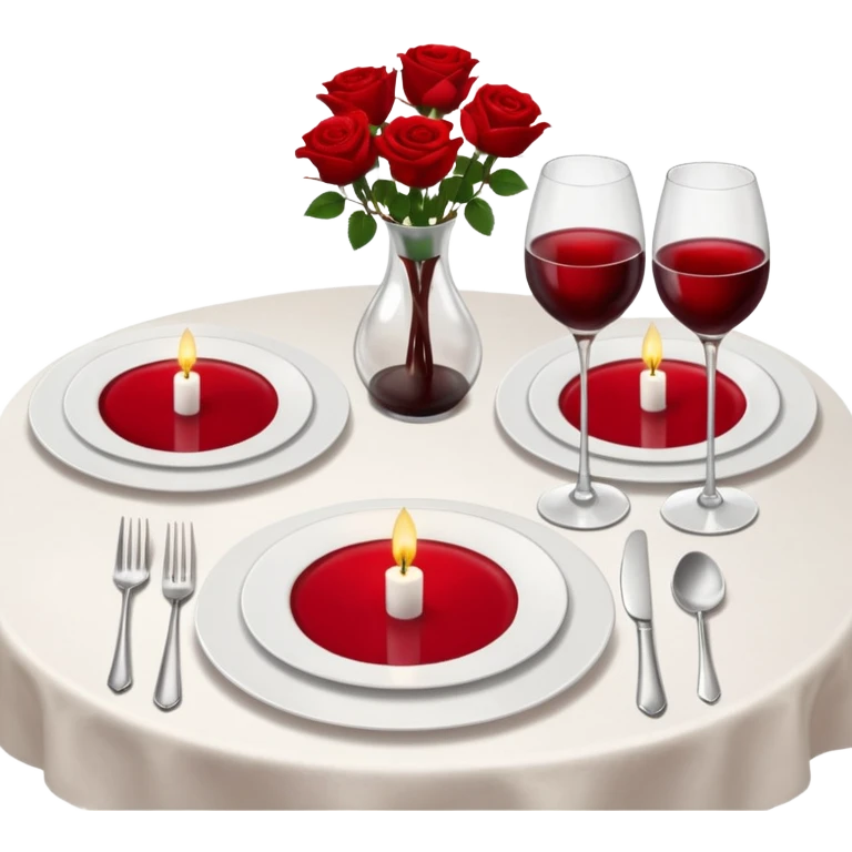 romantic table set for two with roses and red wine emoji