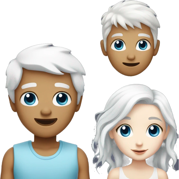 Boy with white hair and white skin and girl with blue eyes and white hair and white skin emoji