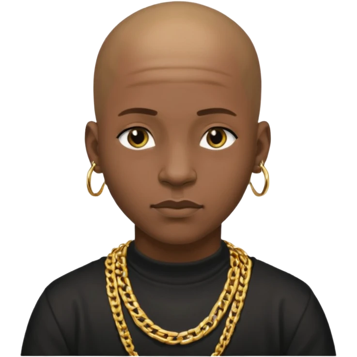 Young African rapper, bald with chain, without ear piercings/ jewelry  emoji
