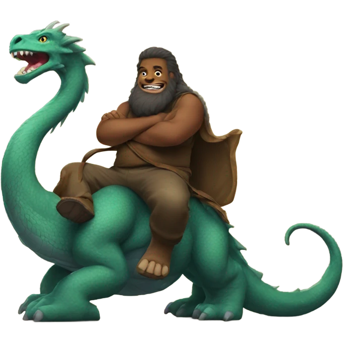 Big foot riding a dragon  emoji