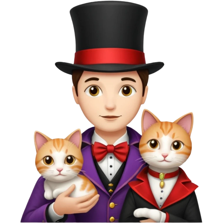 magician couple and their pet cat emoji