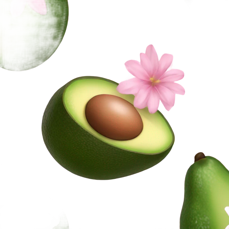 Realistic avacado with pale pink flower emoji