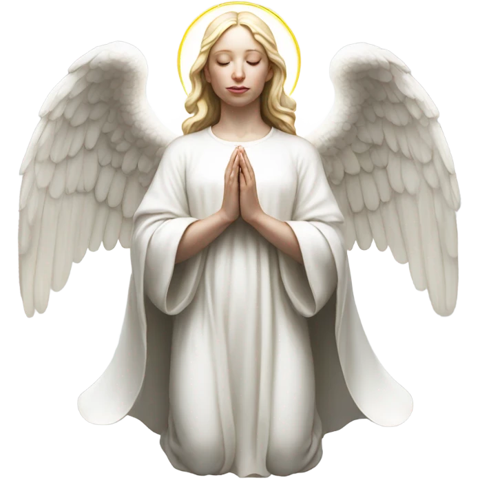 Hyper Realistic pale praying angel full body with halo emoji