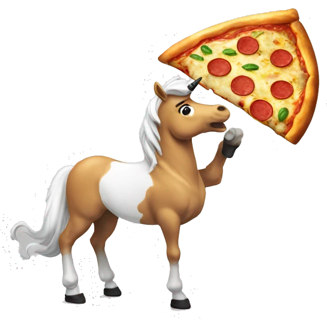 Emoji de un unicornio comiendo pizza emoji
