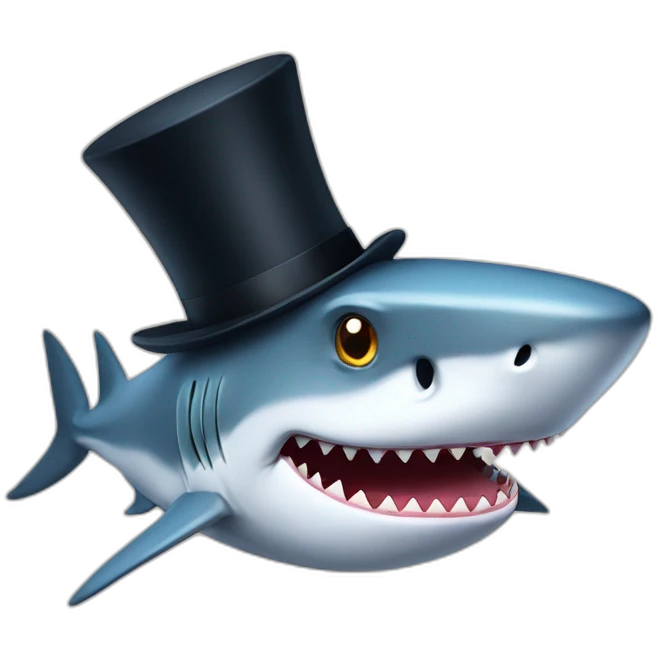 Shark with a top hat emoji