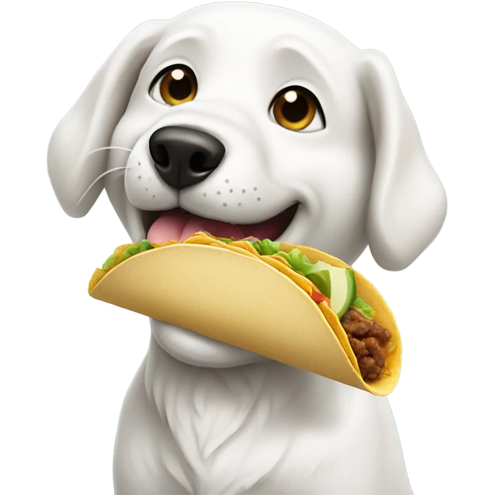white dog eating a taco emoji