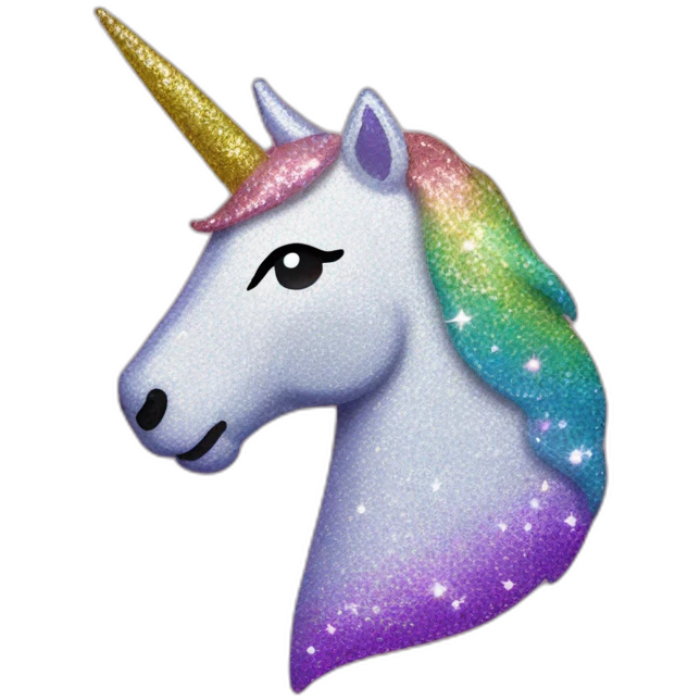 Unicorn made out of glitter emoji