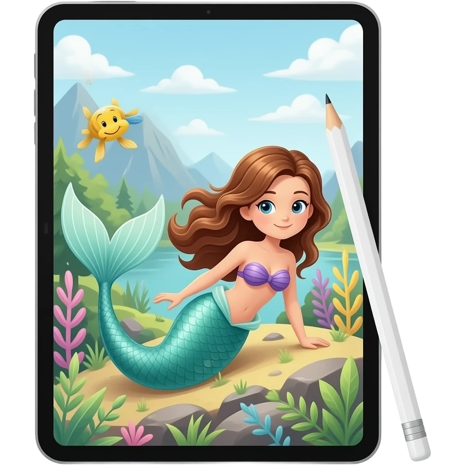 drawing ofmermaid on the tablet with apple pencil emoji
