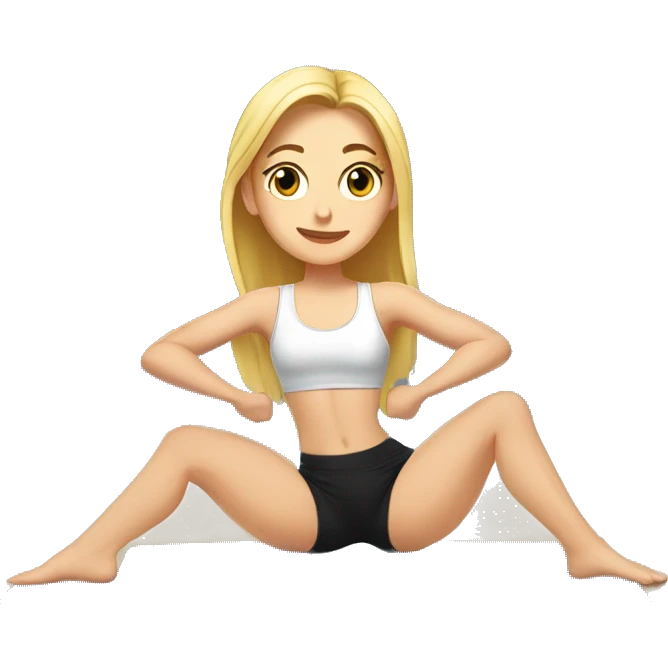 White girl stretching in gym emoji