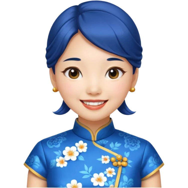 blue cheongsam girl, korean emoji