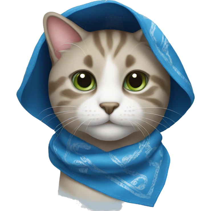 Cat with blue bandana emoji