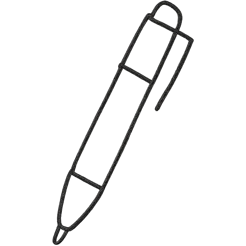 hand drawn outlined bullet journal pen icon with no fill emoji