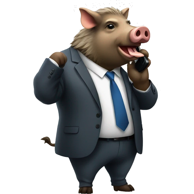 boar in a business suit talking on the phone
 emoji