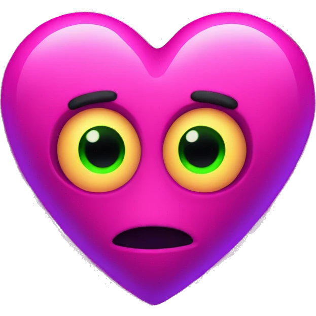 Neon heart with eyes emoji