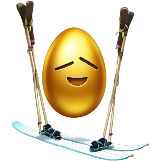 Golden egg on skis emoji