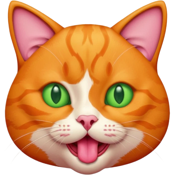 um gato laranja curioso mostrando a lingua emoji