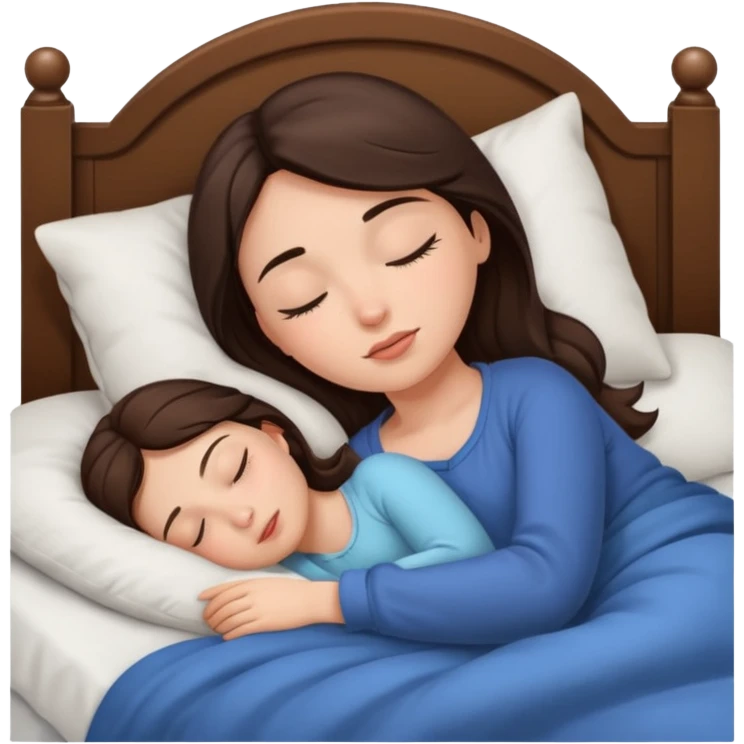 A brunette hair girl sleeping in bed emoji