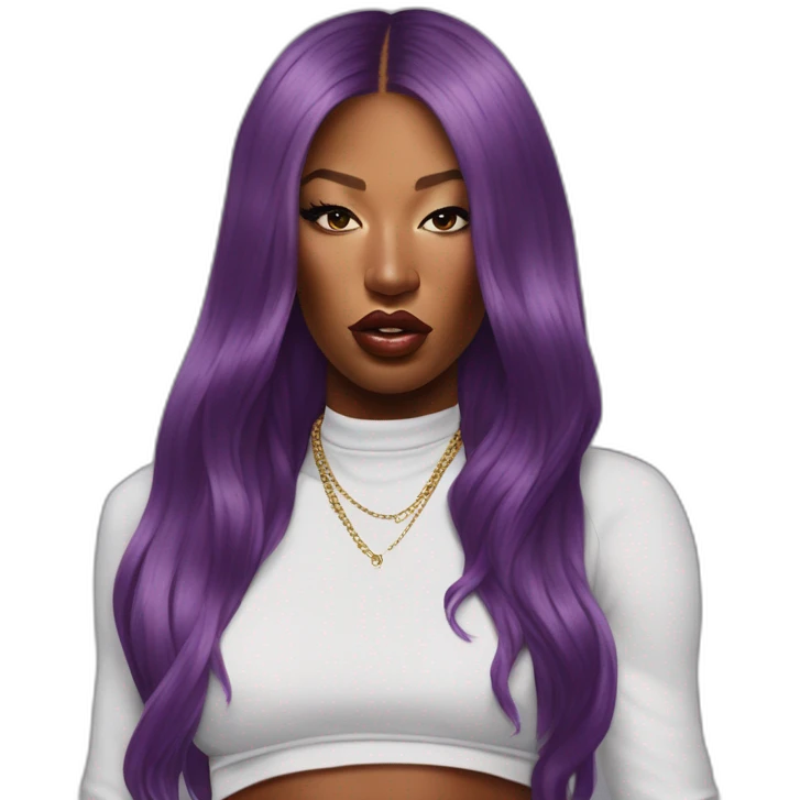 Rapper Megan Thee Stallion Super Realist Portrait emoji