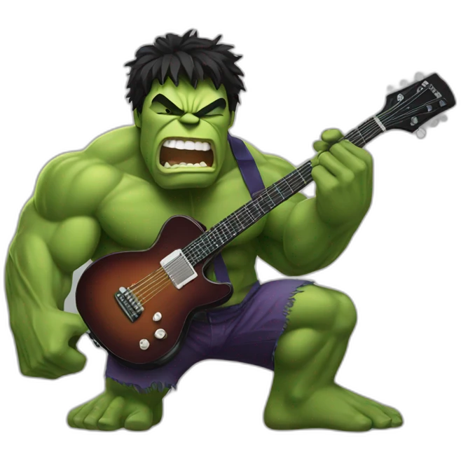 Hulk with guitar emoji
