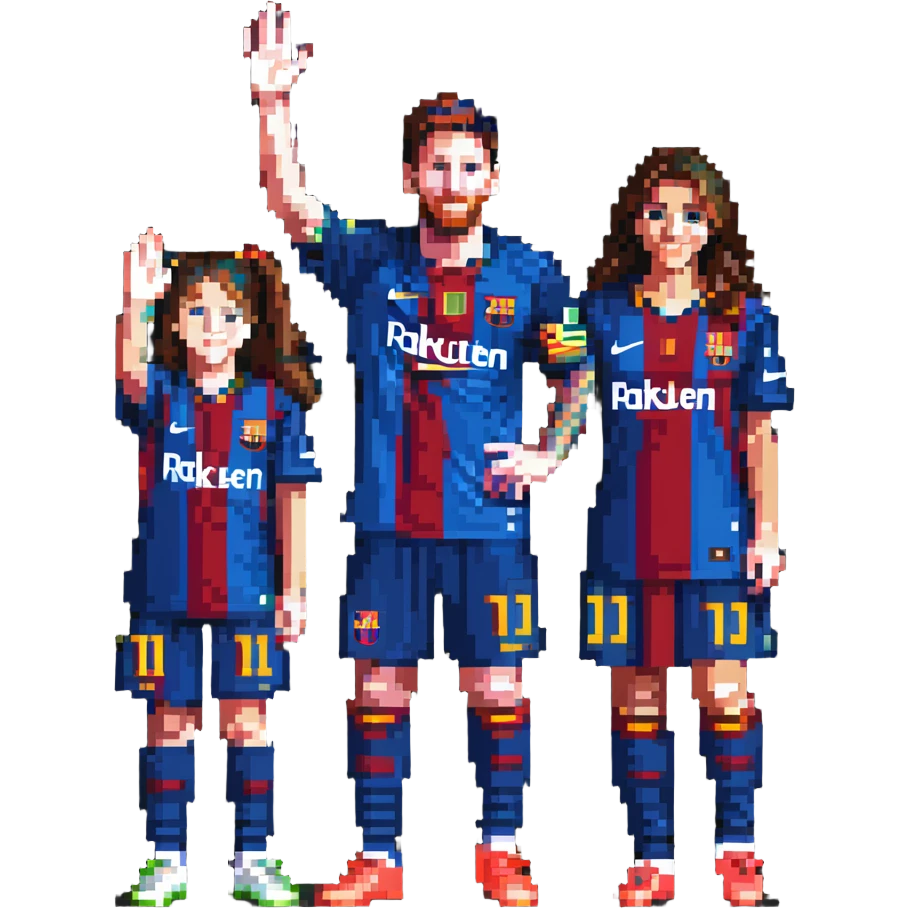 Messi and Antonella waving emoji